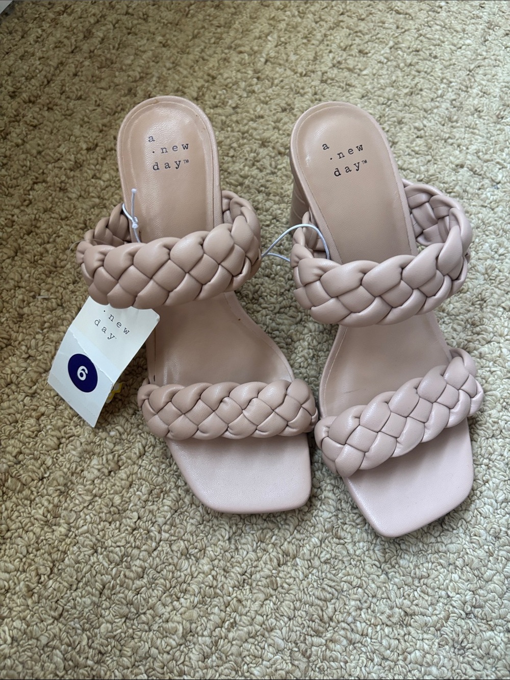 A New Day Braided Heeled Sandals in nude, US size 6. NWT